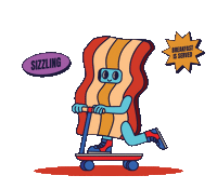 Maple Bacon Character doing tail whip on scooter