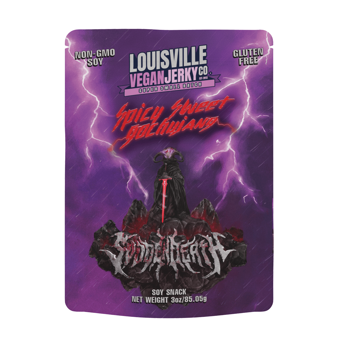 Packaging for Louisville Jerky Co. Svdden Death flavor.
