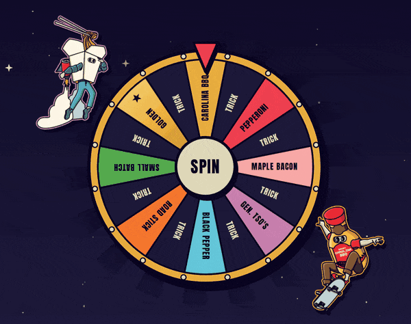 The Tricks and Treats wheel spinning