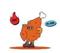 Buffalo Dill character in chicken wing costumer doing a tail grab on roller skates.