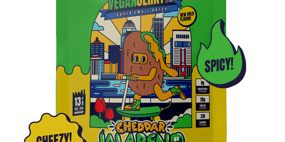 Packaging for Louisville Jerky Co. Cheddar Jalapeno flavor.