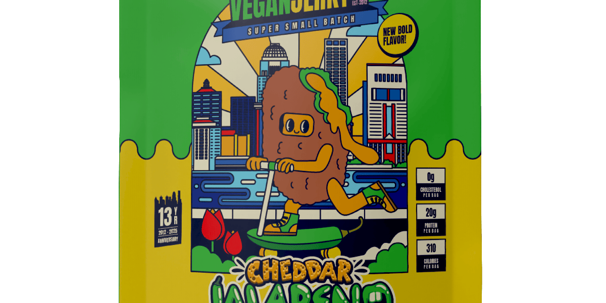 Packaging for Louisville Jerky Co. Cheddar Jalapeno flavor.