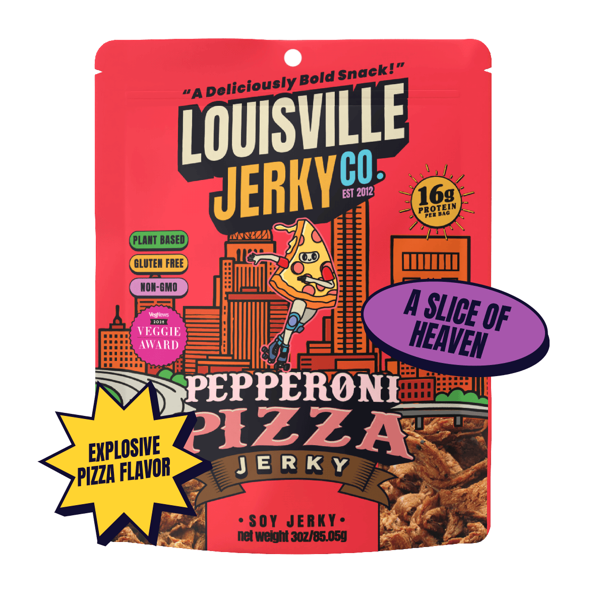 Louisville Jerky Co. Pepperoni Pizza jerky package.