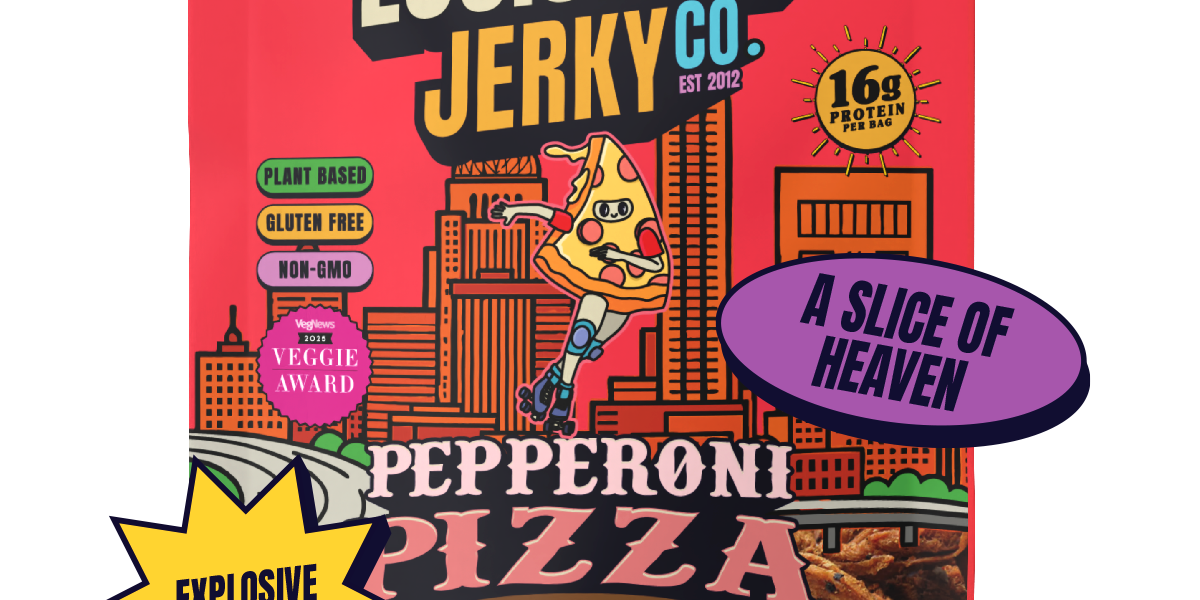 Louisville Jerky Co. Pepperoni Pizza jerky package on a white background