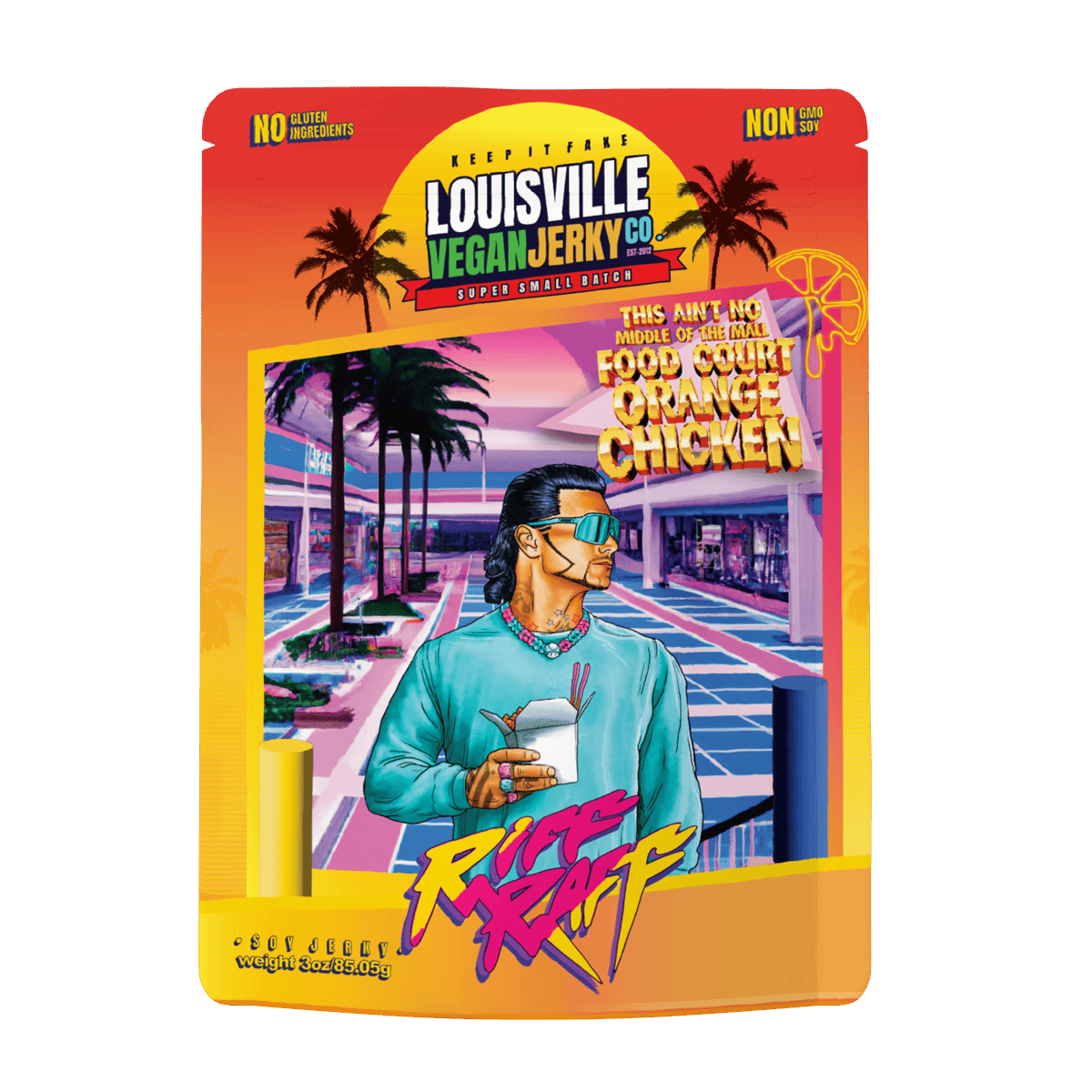 Bag of Riff Raff Orange Chicken Vegan Jerky